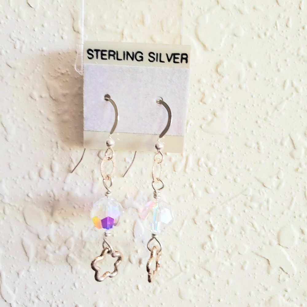 Handmade sterling silver Swarovski crystal earring